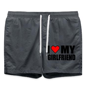 I love my girlfriend - Badeshorts - Anthrazit - Vorne - AI Model Male 185 light (185cm)