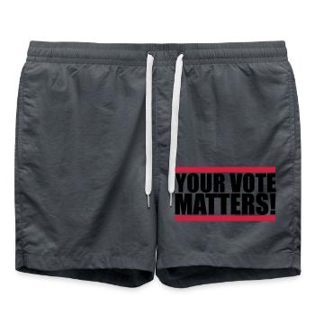 your vote matters quote - Swim Trunks - anthracite - Front - AI Model Male 185 light (185cm)