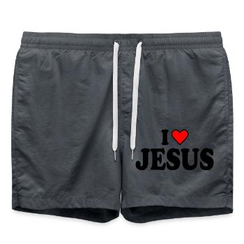 I love jesus - Badeshorts - Anthrazit - Vorne - AI Model Male 185 light (185cm)