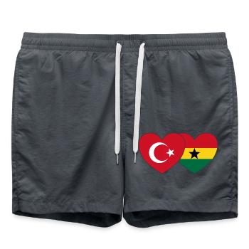 Türkei Ghana Flagge Herz - Badeshorts - Anthrazit - Vorne - AI Model Male 185 light (185cm)