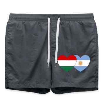 Hungary Argentina Flag Heart - Swim Trunks - anthracite - Front - AI Model Male 185 light (185cm)
