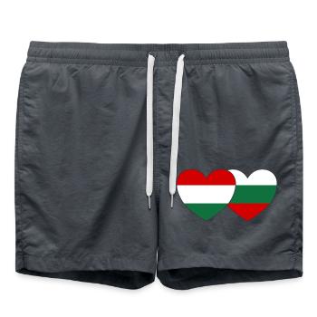 Ungarn Bulgarien Flagge Herz - Badeshorts - Anthrazit - Vorne - AI Model Male 185 light (185cm)