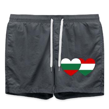 Bulgarien Ungarn Flagge Herz - Badeshorts - Anthrazit - Vorne - AI Model Male 185 light (185cm)