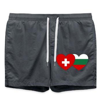 Schweiz Bulgarien Flagge Herz - Badeshorts - Anthrazit - Vorne - AI Model Male 185 light (185cm)