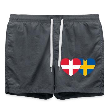 Dänemark Schweden Flagge Herz - Badeshorts - Anthrazit - Vorne - AI Model Male 185 light (185cm)