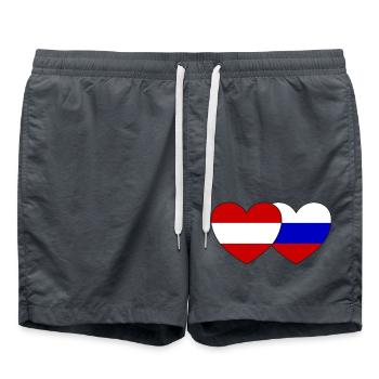 Autriche Russie Flag Coeur - Short de bain - charbon - Devant - AI Model Male 185 light (185cm)