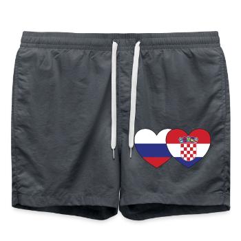 Russie Croatie Flag Heart - Short de bain - charbon - Devant - AI Model Male 185 light (185cm)