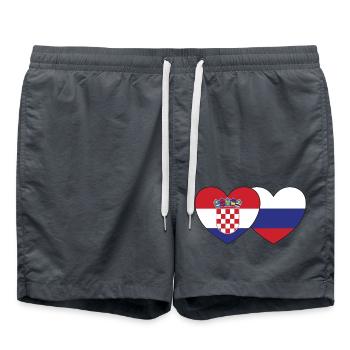 Croatia Russia Flag Heart - Swim Trunks - anthracite - Front - AI Model Male 185 light (185cm)