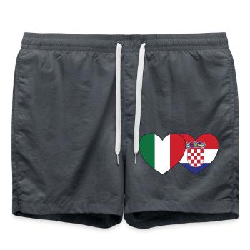 Italy Croatia Flag Heart - Swim Trunks - anthracite - Front - AI Model Male 185 light (185cm)