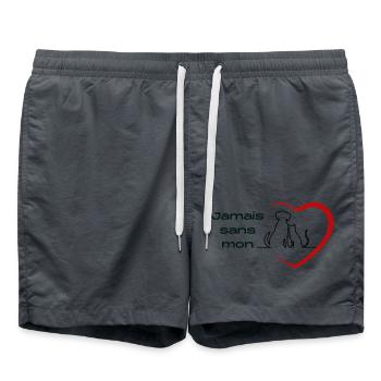 Jamais sans mon chien / chat - Short de bain - charbon - Devant - AI Model Male 185 light (185cm)
