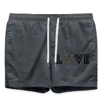 Love motif with cat face in black - Swim Trunks - anthracite - Front - AI Model Male 185 light (185cm)