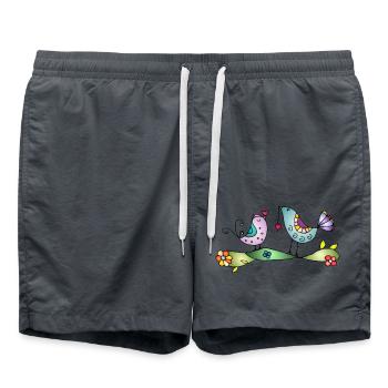 Oiseaux colorés - Short de bain - charbon - Devant - AI Model Male 185 light (185cm)