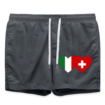 Italien Schweiz Flagge Herz - Badeshorts - Anthrazit - Vorne - AI Model Male 185 light (185cm)