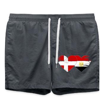 Danemark Egypte drapeau mains coeur forme utilisé - Short de bain - charbon - Devant - AI Model Male 185 light (185cm)
