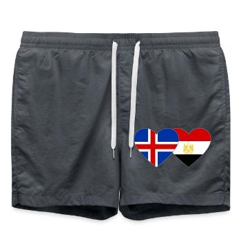 Iceland Egypt Flag Hands Heart Shape - Swim Trunks - anthracite - Front - AI Model Male 185 light (185cm)