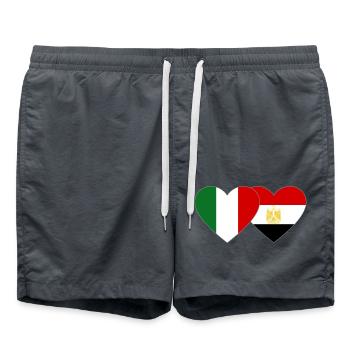 Italy Egypt Flag Hands Heart Shape - Swim Trunks - anthracite - Front - AI Model Male 185 light (185cm)