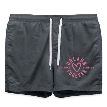 Urlaub Forever - 2025 bin ich Rentnerin - Badeshorts - Anthrazit - Vorne - AI Model Male 185 light (185cm)