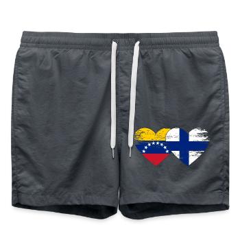 Venezuela Finland flag hands heart shape used - Swim Trunks - anthracite - Front - AI Model Male 185 light (185cm)