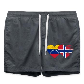 Venezuela Norway flag hands heart shape used - Swim Trunks - anthracite - Front - AI Model Male 185 light (185cm)