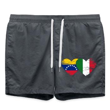 Venezuela Italie Drapeau Mains Coeur Forme Utilisé - Short de bain - charbon - Devant - AI Model Male 185 light (185cm)