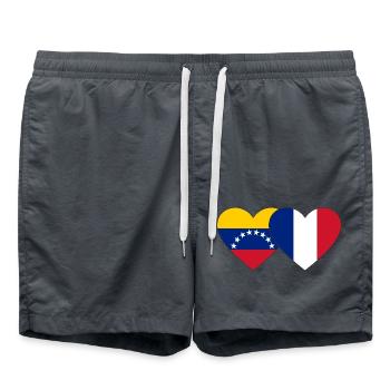 Venezuela France Flag Hands Heart Shape - Swim Trunks - anthracite - Front - AI Model Male 185 light (185cm)