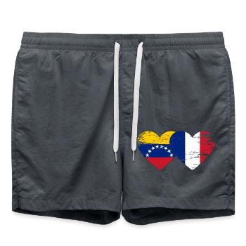 Venezuela France Drapeau Mains Coeur Forme Utilisé - Short de bain - charbon - Devant - AI Model Male 185 light (185cm)