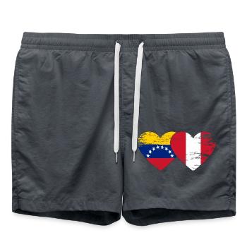 Venezuela Peru Flagge Hände Herzform used - Badeshorts - Anthrazit - Vorne - AI Model Male 185 light (185cm)