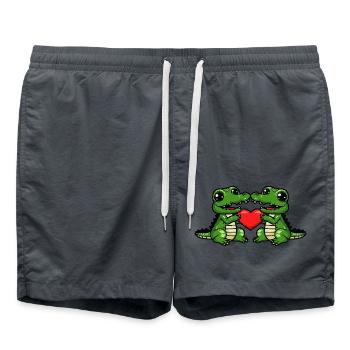 Couple d’alligators Saint-Valentin - Short de bain - charbon - Devant - AI Model Male 185 light (185cm)