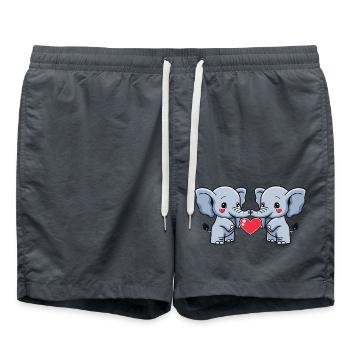 Elefant Paar Valentinstag - Badeshorts - Anthrazit - Vorne - AI Model Male 185 light (185cm)