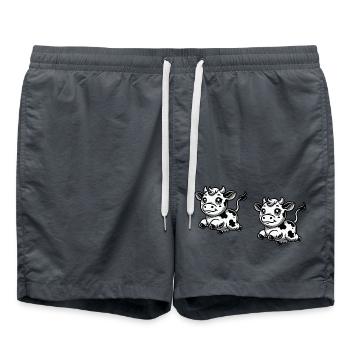 Bande dessinée de vache - Short de bain - charbon - Devant - AI Model Male 185 light (185cm)
