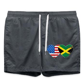 USA Jamaika Flagge Hände Herzform used - Badeshorts - Anthrazit - Vorne - AI Model Male 185 light (185cm)