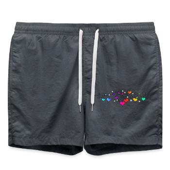 bunte Herzen Valentinstag - Badeshorts - Anthrazit - Vorne - AI Model Male 185 light (185cm)