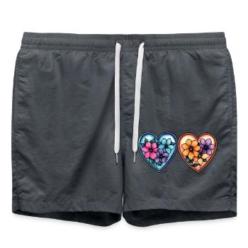 Coeurs Amour Fleurs - Short de bain - charbon - Devant - AI Model Male 185 light (185cm)