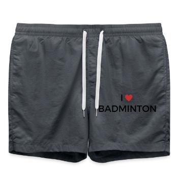 I Love Badminton - T Shirt - Swim Trunks - anthracite - Front - AI Model Male 185 light (185cm)