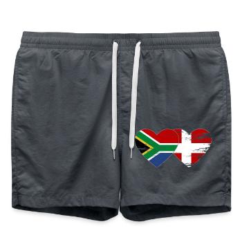 Südafrika Dänemark Flagge Herzform used - Badeshorts - Anthrazit - Vorne - AI Model Male 185 light (185cm)