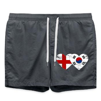 Angleterre Corée du Sud drapeau coeur utilisé - Short de bain - charbon - Devant - AI Model Male 185 light (185cm)