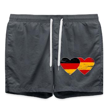 Allemagne Espagne Drapeau Mains Coeur Forme Utilisé - Short de bain - charbon - Devant - AI Model Male 185 light (185cm)