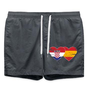 Croatia Spain Flag Hands Heart Shape Used - Swim Trunks - anthracite - Front - AI Model Male 185 light (185cm)