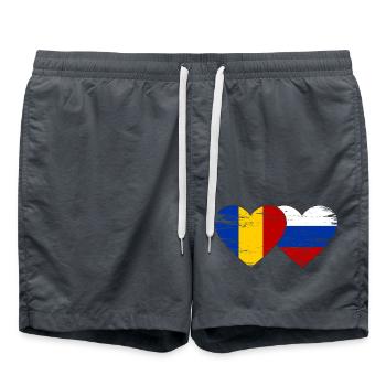 Roumanie Russie Drapeau Coeur Utilisé - Short de bain - charbon - Devant - AI Model Male 185 light (185cm)