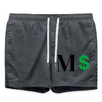 Lettre m dollar - Short de bain - charbon - Devant - AI Model Male 185 light (185cm)