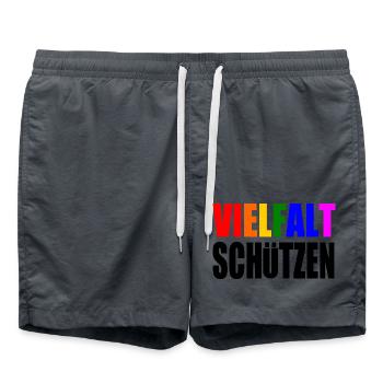 vielfalt schützen - Badeshorts - Anthrazit - Vorne - AI Model Male 185 light (185cm)