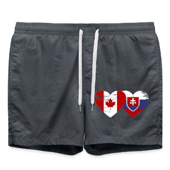 Canada Slovakia flag heart used - Swim Trunks - anthracite - Front - AI Model Male 185 light (185cm)