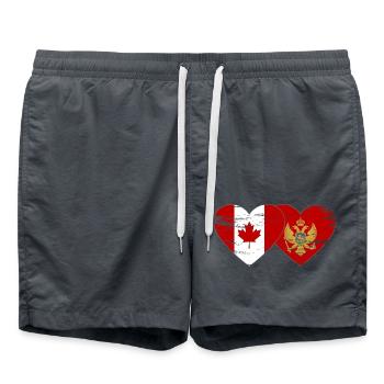 Kanada Montenegro Flagge Herz used - Badeshorts - Anthrazit - Vorne - AI Model Male 185 light (185cm)