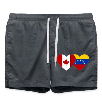 Canada Venezuela Flag Heart - Swim Trunks - anthracite - Front - AI Model Male 185 light (185cm)