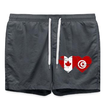 Drapeau du Canada Tunisie coeur utilisé - Short de bain - charbon - Devant - AI Model Male 185 light (185cm)