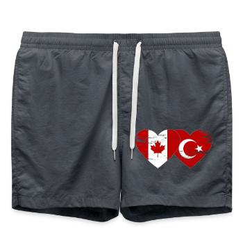 Canada Dinde Drapeau Coeur Utilisé - Short de bain - charbon - Devant - AI Model Male 185 light (185cm)
