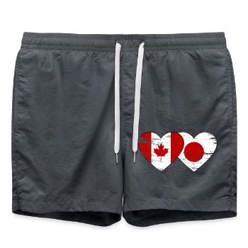 Canada Japon Drapeau Coeur Utilisé - Short de bain - charbon - Devant - AI Model Male 185 light (185cm)