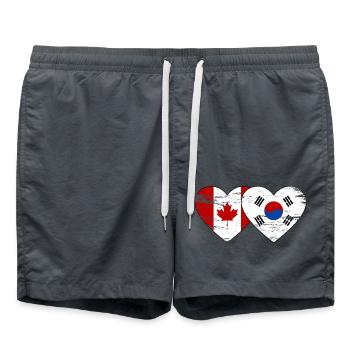 Canada South Korea Flag Heart Used - Swim Trunks - anthracite - Front - AI Model Male 185 light (185cm)
