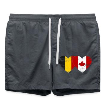 Belgium Canada Flag Heart used - Swim Trunks - anthracite - Front - AI Model Male 185 light (185cm)