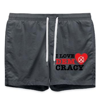 I Love Democracy - Badeshorts - Anthrazit - Vorne - AI Model Male 185 light (185cm)